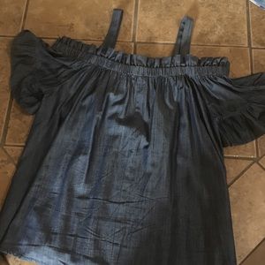 Denim off shoulder shirt